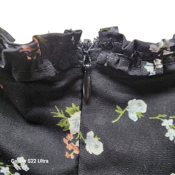 Lulus Cottagecore Black Floral Tie-Front Mini Dress – Size L Boho Romantic Cute - Picture 7 of 13
